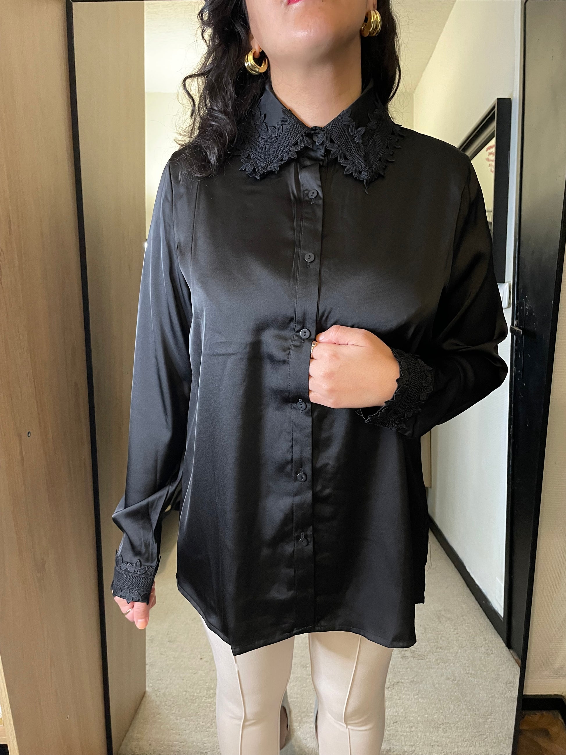 Chemise Satin Surchemise Femme Mango Chemise Fluide Noire