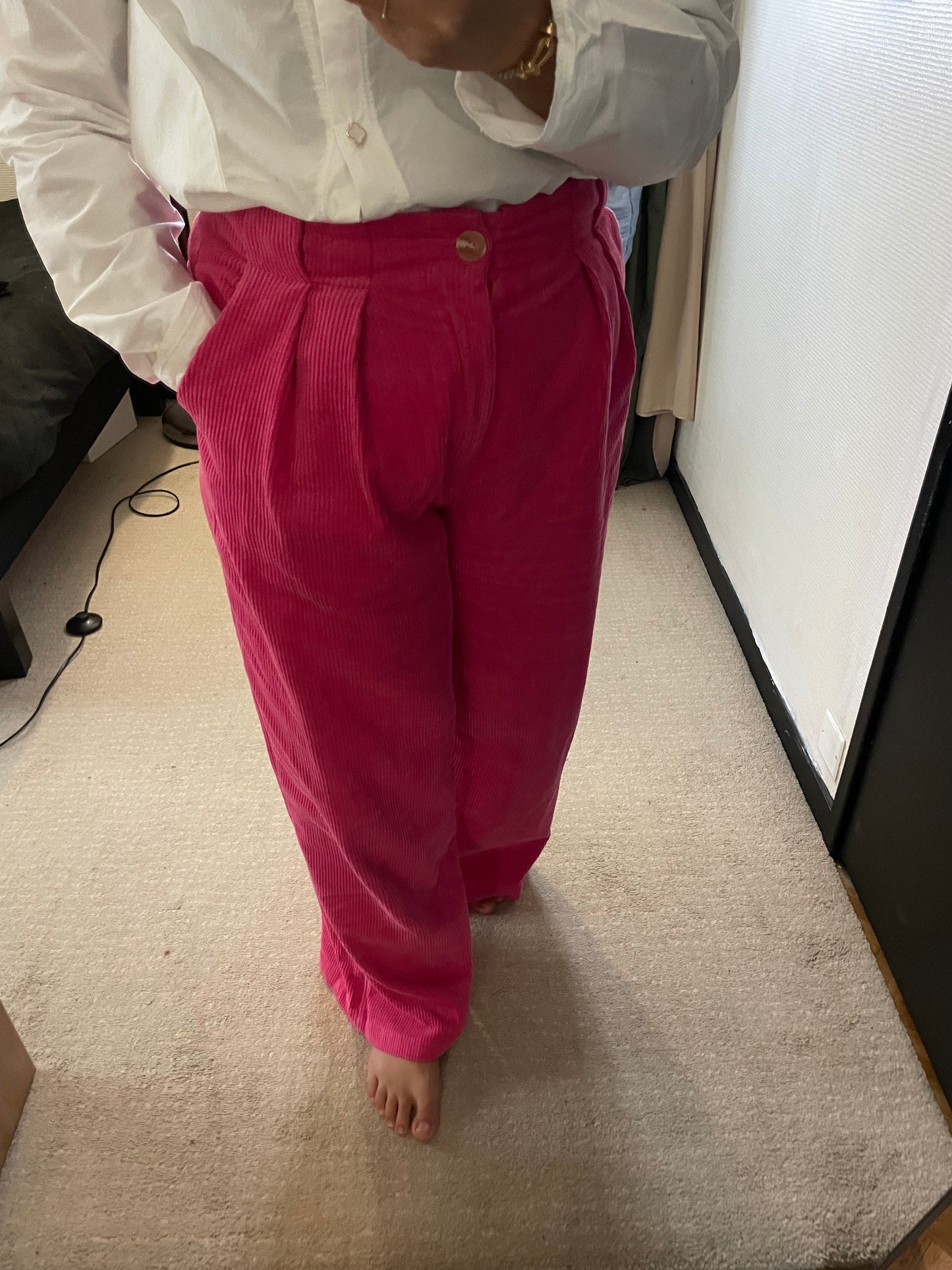 PANTALON VELOUR FUCHSIA