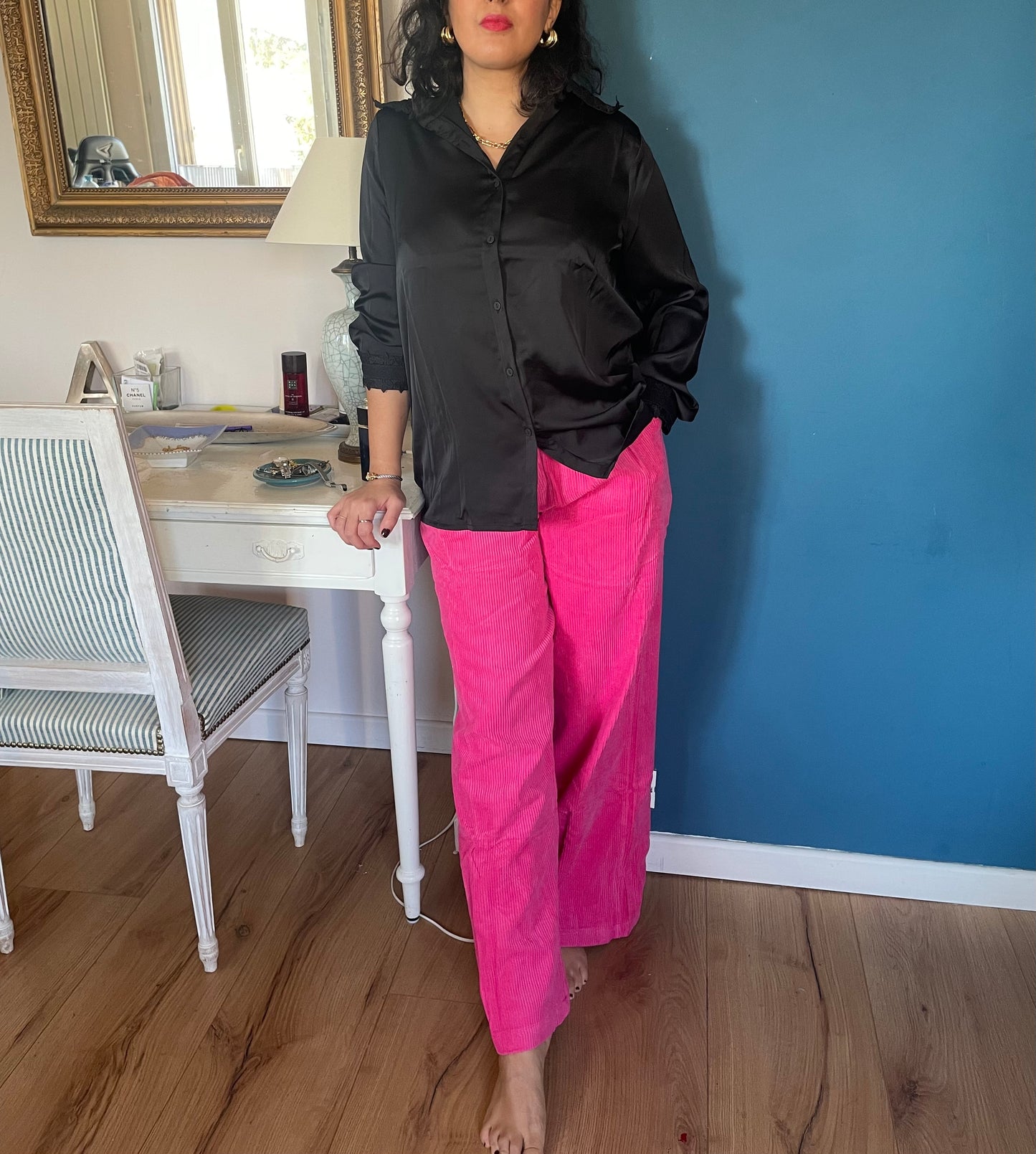 PANTALON VELOUR FUCHSIA