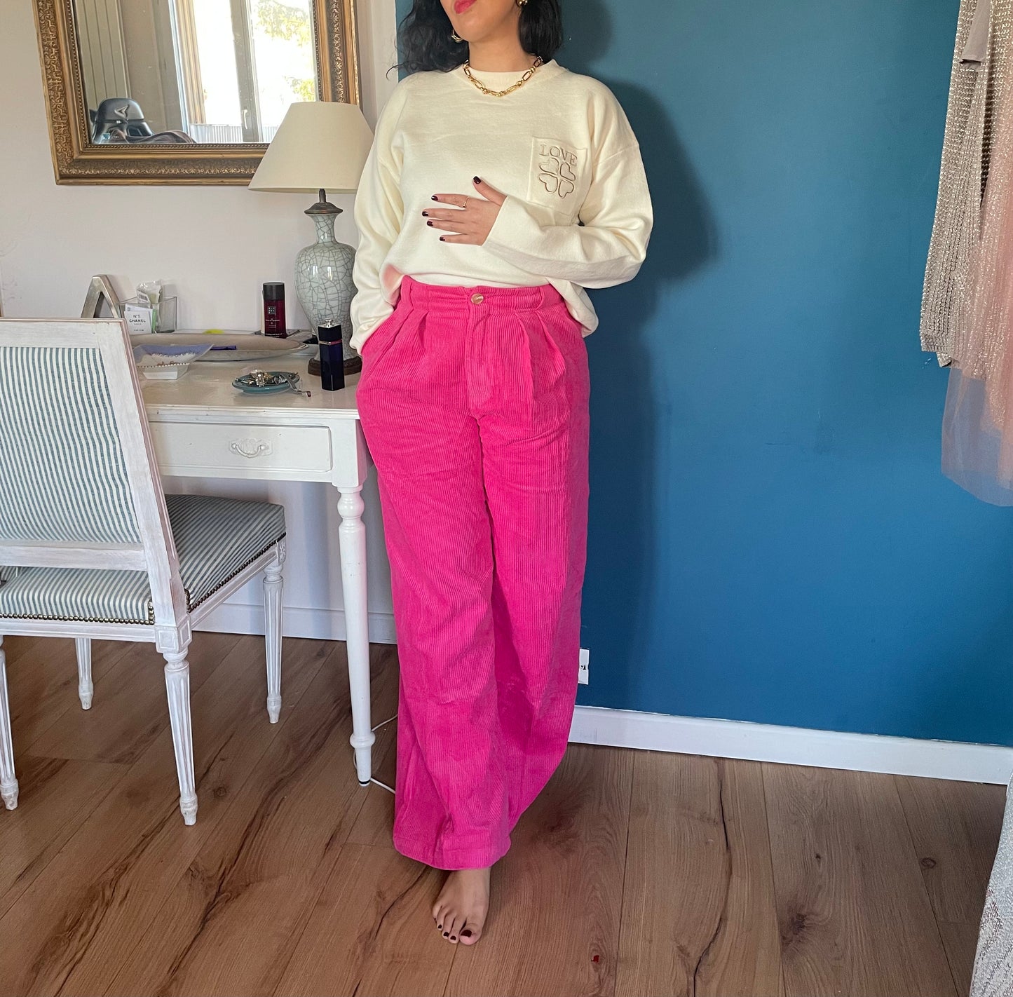 PANTALON VELOUR FUCHSIA